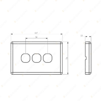 Projecta 3 Gang Blank Switch Plate - White Switch Grid and Cover Plate