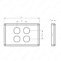 Projecta 4 Gang Blank Switch Plate - White Switch Grid and Cover Plate