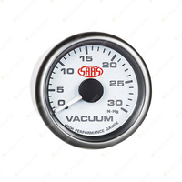 SAAS Vacuum Gauge 0-30 inHg 52mm White Muscle Series Mechanical Multi Color LED