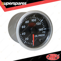 SAAS Oil Pressure Gauge 0-140 psi 52mm 2" Black Face Street Series