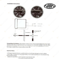 SAAS Petrol Turbo Boost Gauge 30 inHg - 20 psi 52mm Black Face Street Series