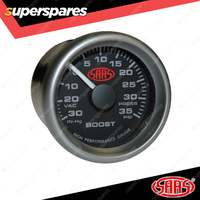 SAAS Turbo Boost Gauge 30 In-Hg 35 psi 52mm Black Face Muscle Series