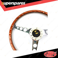 SAAS 15" Classic Steering Wheel Wood ADR Polished Alloy Holes + Rivet Dots