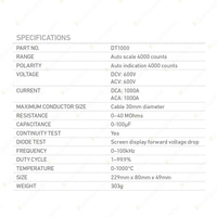 Projecta Clamp Meter - High Current Rated Multi-Test Data Hold Function