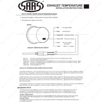 SAAS Exhaust Temp Pyrometer 0 Degree - 900 Degree 52mm White Muscle Series