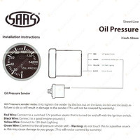 SAAS Oil Pressure Gauge 0-140 psi 52mm 2" Black Face Street Series