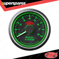 SAAS Tachometer 0-8K 52mm Black Face Muscle Series 4 Colour Lighting