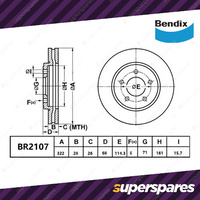 Bendix Front ULT Rotors for Ford Falcon BA BF FG X Territory SX SY SZ OD 322mm