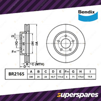 Bendix Rear Ultimate Disc Brake Rotors for Ford Mustang FM FN Straight Vane