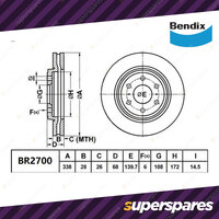 Bendix Front ULT4WD Brake Rotors for Toyota Hilux N10 N30 GGN25 Fortuner GUN156