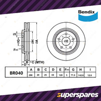 Bendix Front Ultimate Disc Brake Rotors for Holden Statesman WH WK WL Monaro V2