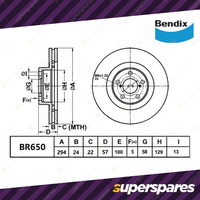 Bendix Front ULT Brake Rotors for Subaru Liberty Outback BE BH BL B13 BP BM BR