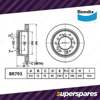 Bendix Rear ULT4WD Brake Rotors for Toyota Landcruiser Prado KDJ KZJ GRJ 120 125