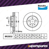 Bendix Front Ultimate Disc Brake Rotors for Audi Q5 8RB 3.0L TDI Quattro AWD SUV