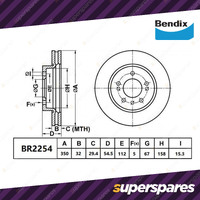 Bendix Front ULT Brake Rotors for Mercedes Benz M-Class ML208 300 320 350 W164