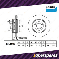 Bendix Front ULT Disc Brake Rotors for Porsche Macan 95B 1LB 1LF Silver Caliper