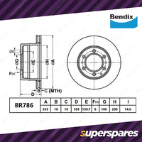 Bendix Rear ULT4WD Disc Brake Rotors for Toyota Landcruiser HDJ80 HZJ80 FZJ80