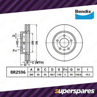 Bendix Front Ultimate Disc Brake Rotors for Volkswagen Touareg 7P5 7P6 360mm