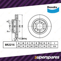 Bendix Front ULT4WD Rotors + 4WD Pads for Mitsubishi Pajero NS NT NW NX 332mm