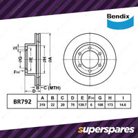 Bendix Front ULT4WD Disc Brake Rotors for Toyota Hilux RZN 149 154 169 174 KUN16