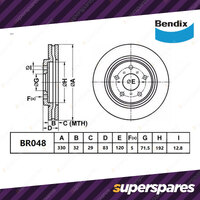 Bendix Front Ultimate Disc Brake Rotors for HSV Coupe VZ Grange WH WK GTO Maloo