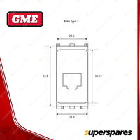 GME RJ45 Pass-Through Adaptor - Type 3 White Suit XRS Connect UHF CB Radios