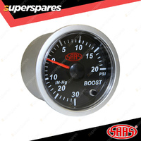 SAAS Petrol Turbo Boost Gauge 30 inHg - 20 psi 52mm Black Face Street Series