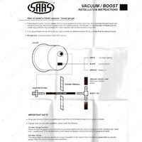 SAAS Turbo Boost Gauge 30 In-Hg 20 psi 52mm Black Face Muscle Series