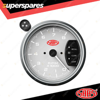 SAAS Tachometer 0-8K with Shiftlite 95mm 3-3/4" White Face Muscle Series