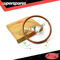 SAAS 15" Classic Steering Wheel Wood ADR Polished Alloy Holes + Rivet Dots