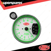 SAAS Tachometer 0-10K with Shiftlite 127mm 5" White Face Muscle Series
