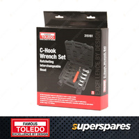 Toledo C-Hook Wrench Set - Ratcheting Interchangable 4 Jaw sizes & 4 Pin sizes