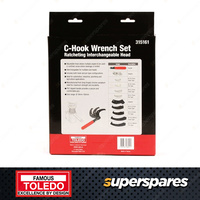 Toledo C-Hook Wrench Set - Ratcheting Interchangable 4 Jaw sizes & 4 Pin sizes