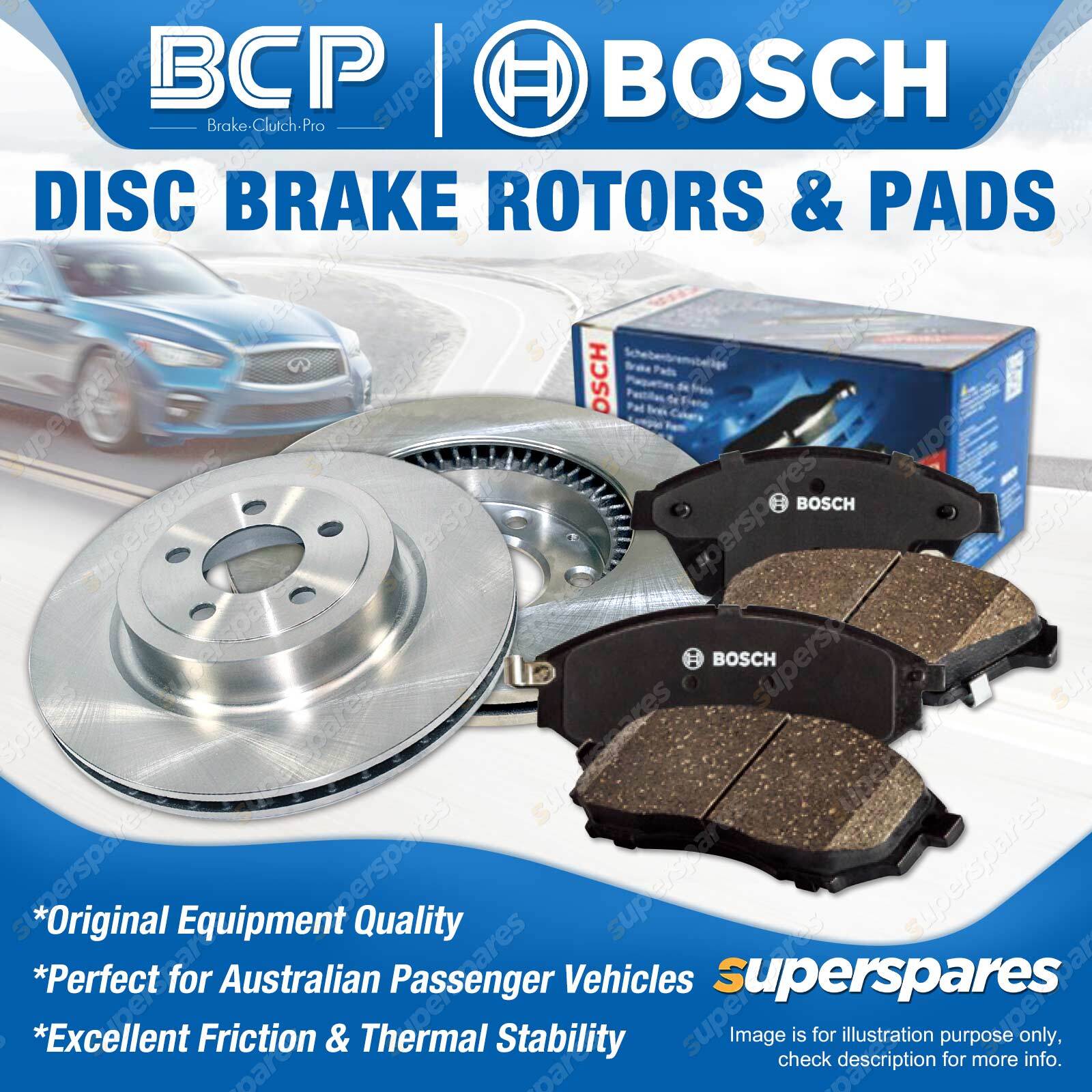 Front BCP Disc Rotors Bosch Brake Pads for Ford Fiesta WP WQ 2.0