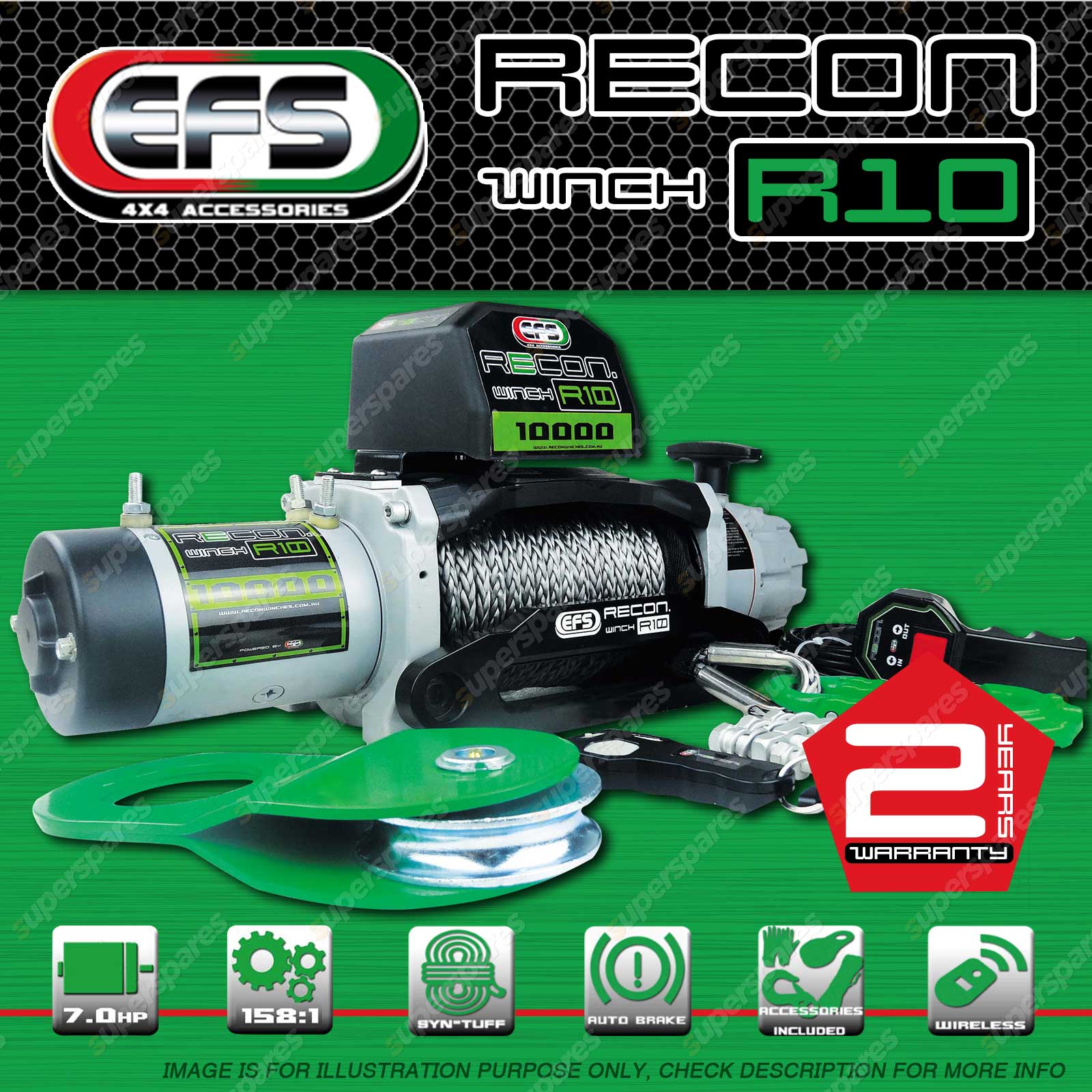 EFS Recon Winch R10 10000lbs Waterproof Wireless Remote Full Load