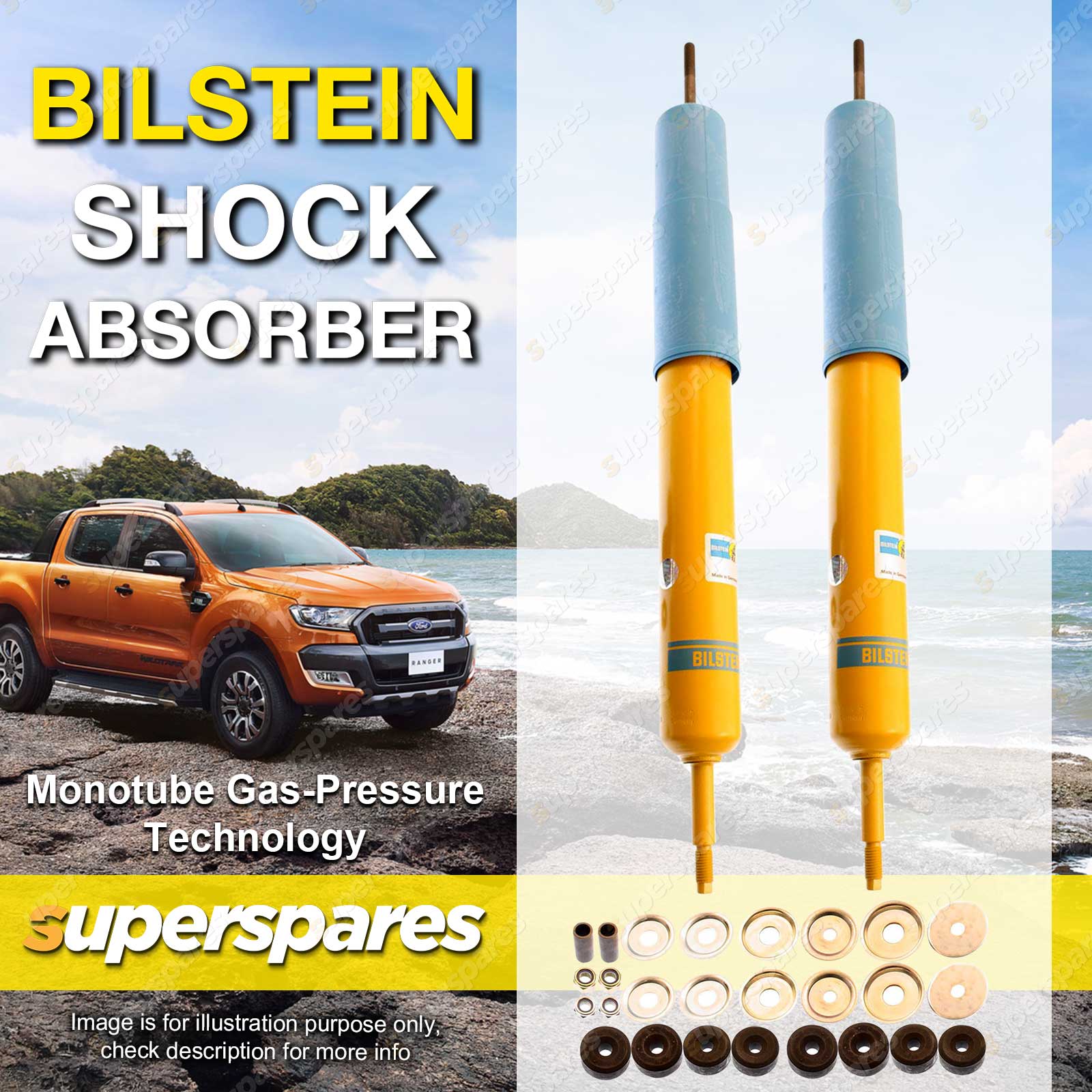 Pair Front Bilstein B6 Shock Absorbers For Toyota Landcruiser 79 Series