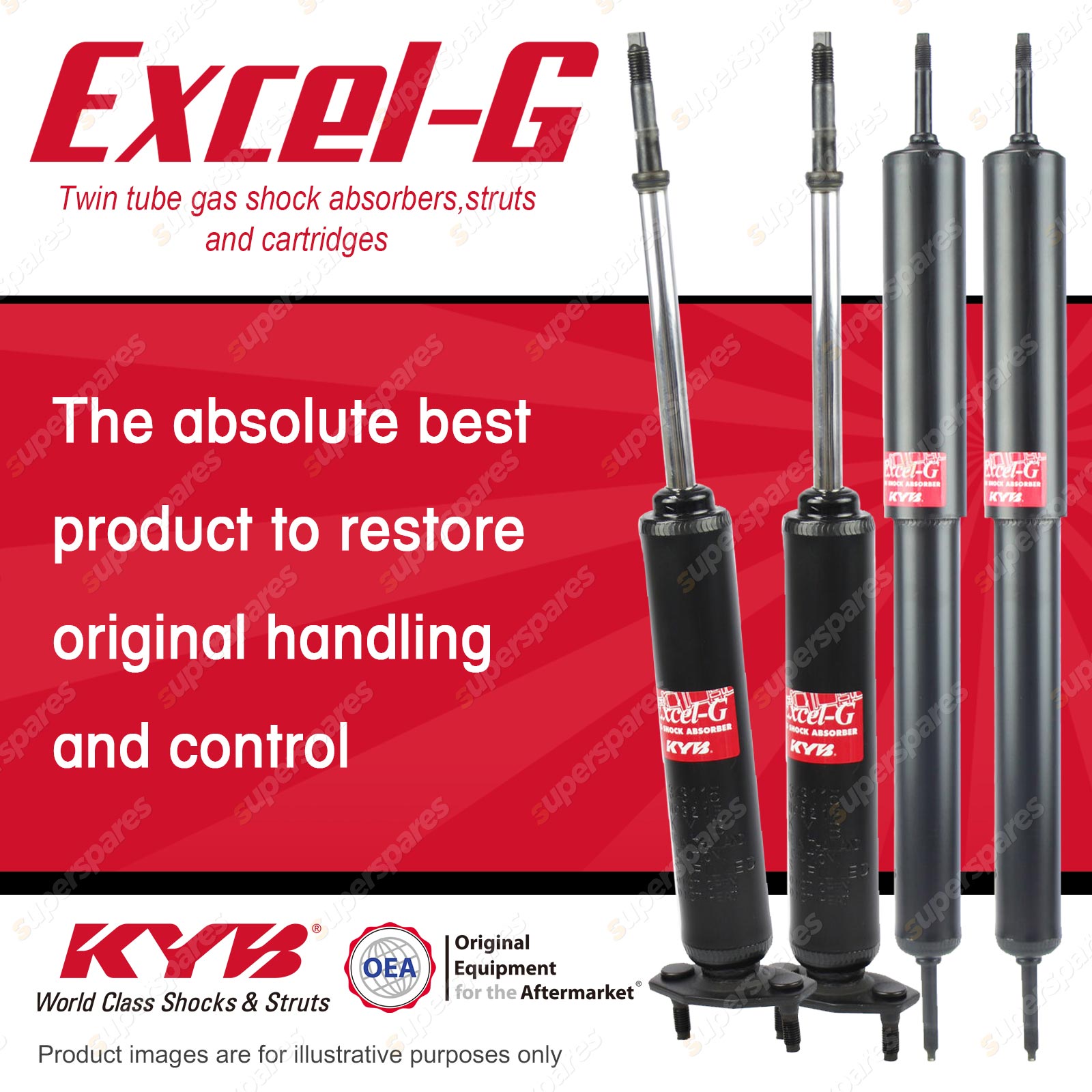 Front + Rear KYB EXCEL-G Shock Absorbers for FORD Falcon XR XT XW XY I6 V8  RWD