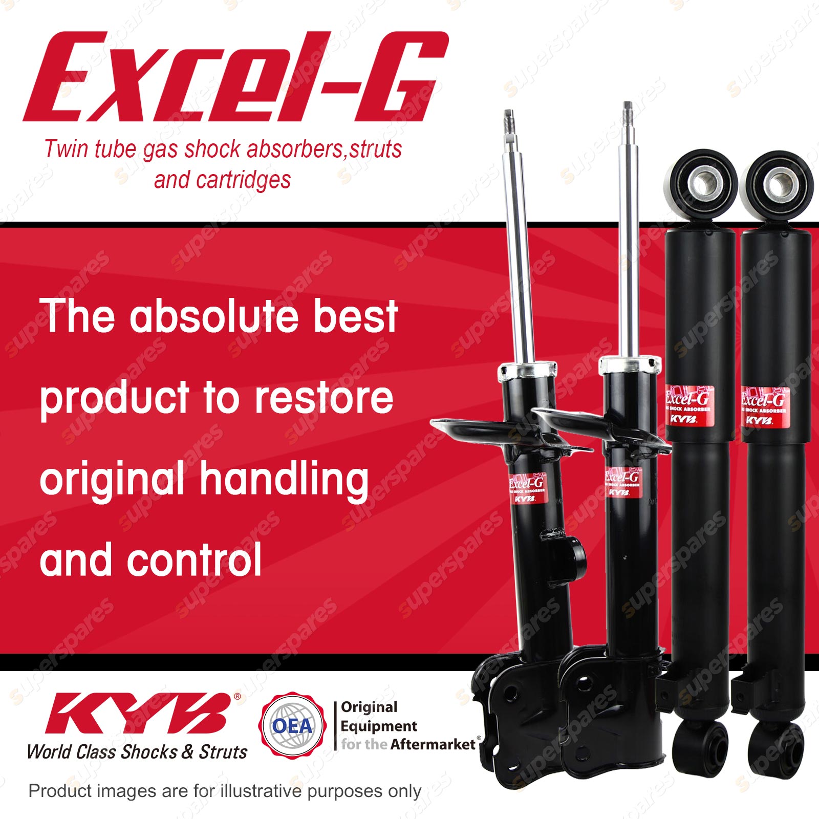 Front + Rear KYB EXCELG Shock Absorbers for KIA Sorento XM I4 V6 DT4