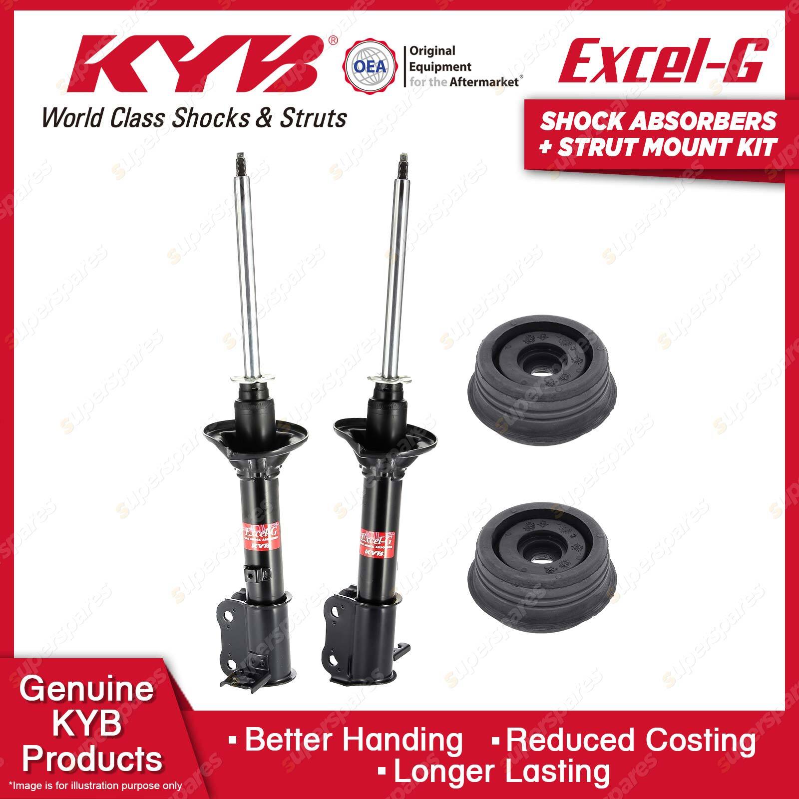 2x Rear KYB Shock Absorbers + Strut Mount Kit for Hyundai Excel X3