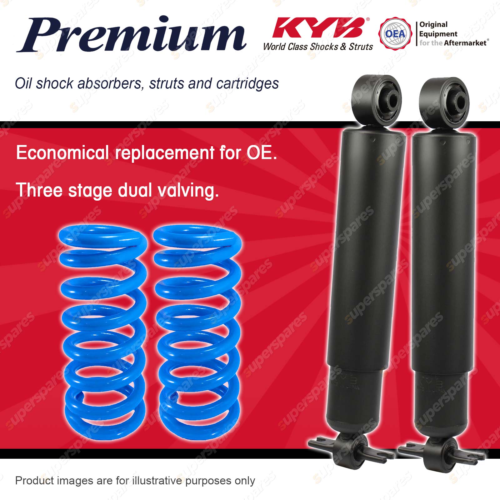 Front Kyb Premium Shock Absorbers Coil Springs For Land Rover Discovery Series 2