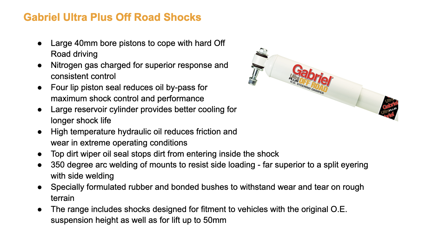 Gabriel Ultra Plus Off Road Shocks