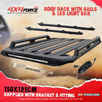 150x125cm Roof Rack Flat Platform with Light Bar & Rails for Mazda BT-50 Dual