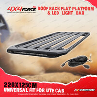 4X4FORCE 220x125cm Roof Rack Flat Platform & LED Light Bar Universal Wagon