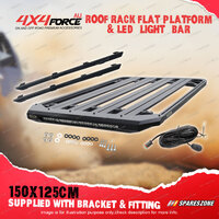 150x125cm Roof Rack Flat Platform Al-Alloy & LED Light Bar for Volkswagen Amarok