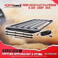 220 x 125cm Roof Rack Flat Platform & LED Light Bar for Isuzu MU-X 13-21