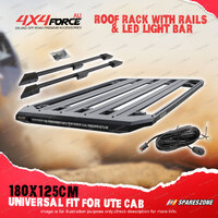 180x125cm Roof Rack Flat Platform & Rails & LED Light Bar for Universal Dual Cab