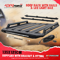 4X4FORCE 135x125cm Roof Rack Platform & Light Bar&Rail for Mitsubishi Triton MV