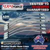 6x Fr + Rr Braided Brake Hoses Lines for Toyota Landcruiser Prado GRJ120 KDJ120