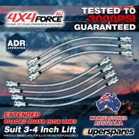 7 F+R Braided Brake Hoses Lines for Toyota Landcruiser FZJ80 With ABS 3"-4" Lift