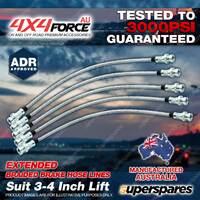 5 F+R Braided Brake Hoses Lines for Toyota Landcruiser HZJ105 NON ABS 3"-4" Lift